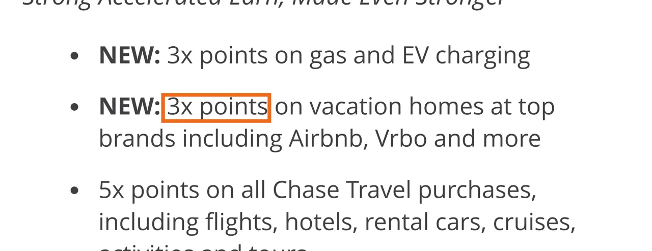 Capture of Meet the New Chase Sapphire Preferred: Earn More Than Ever, Same $95 Annual Fee: “NEW: 3x points on vacation homes at top brands including Airbnb, Vrbo and more”